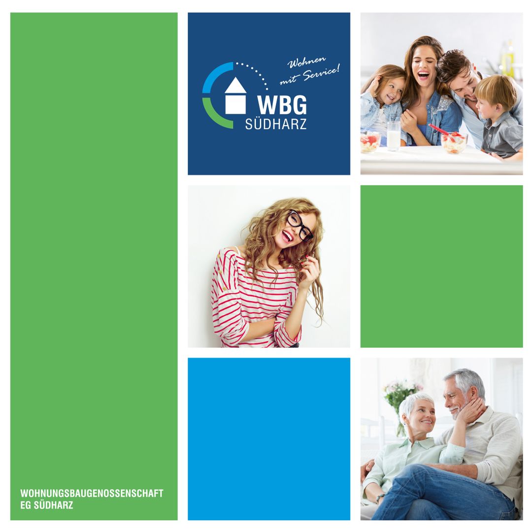 Werbeagentur Landsiedel Müller Flagmeyer, Nordhausen: WBG Wohnungsbaugenossenschaft Südharz eG Flyer Titelseite