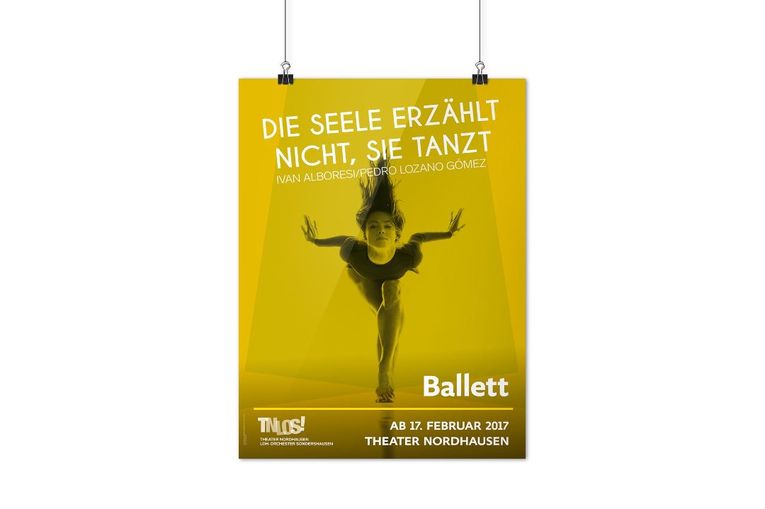 Werbeagentur Landsiedel Müller Flagmeyer, Nordhausen: Plakat Die Seele erzählt nicht, sie tanz Theater Nordhausen Loh Orchester Sondershausen