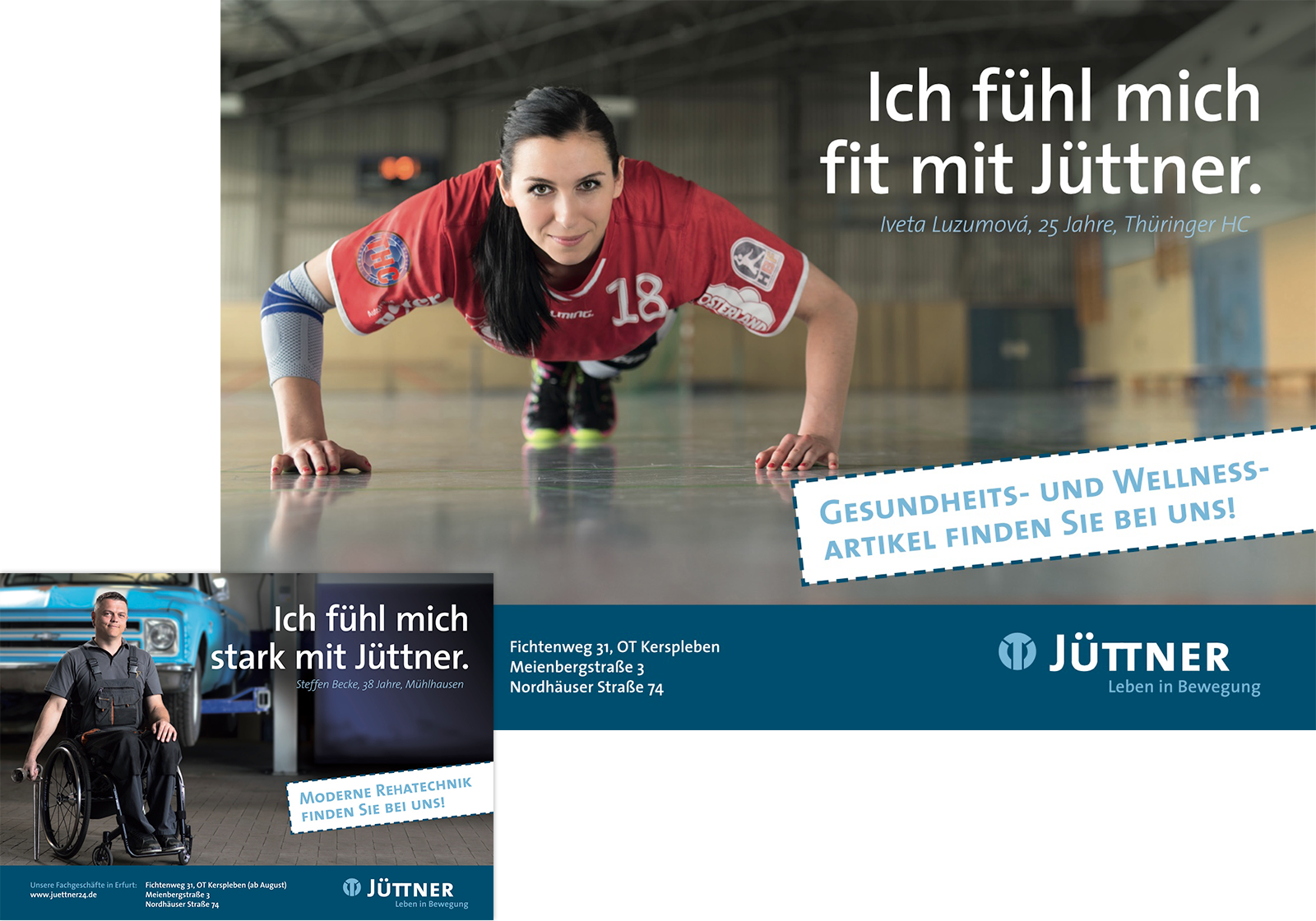 Werbeagentur Landsiedel Müller Flagmeyer, Nordhausen: Jüttner Orthopädie KG Kampagne "Ich fühl' mich..."